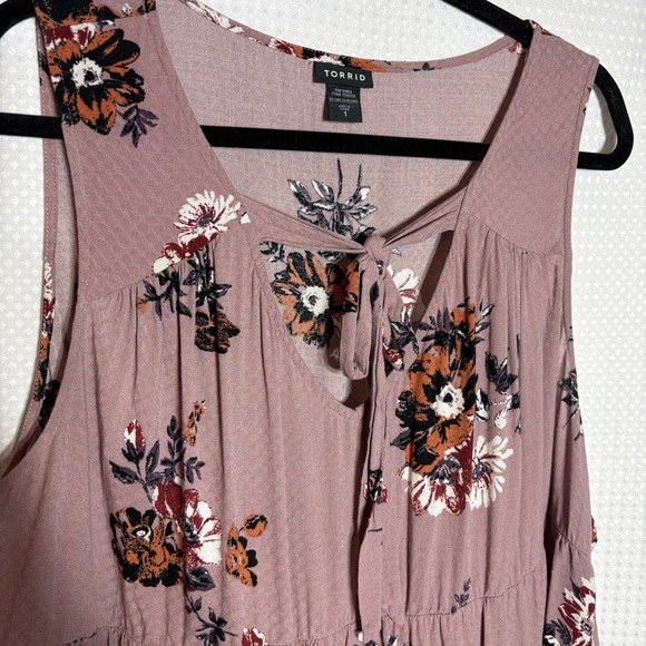 Torrid Floral Tie Neck Peplum Tunic Tank 1X - Picture 7 of 10